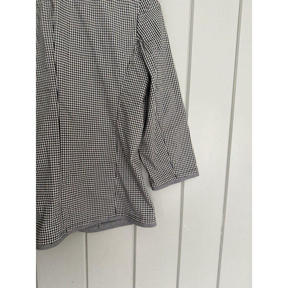 Talbots Gingham Blazer 6 Stretch Black White Cotton Poplin Sprint Summer - Picture 7 of 8